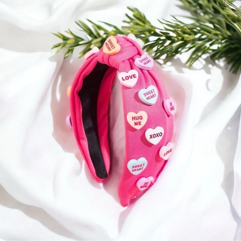 Brand New Valentine's Day Headbands - Adorned with Conversation Hearts, 5 Colors